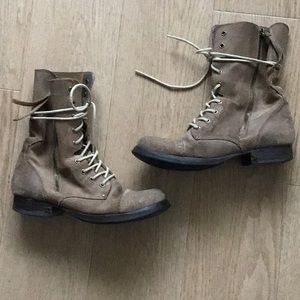 Aldo Beige Suede LaceUp Boots with Side Zip Size 7